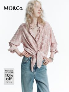 MO&Co. | Silk Modal Peacock Pattern Washed Loose Shirt