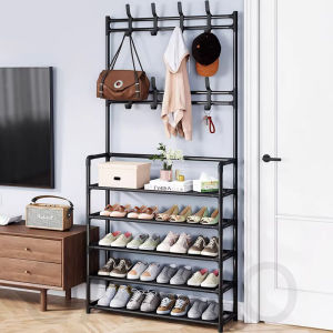 Multifunctional Shoe Rack for Hanging Clothes Shoe Hat Rack Black/white Simple Floor Coat Rack
