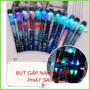 [Bút] Bút Quay Nam Châm Phát Sáng Đèn Led 2 Đầu Đổi Màu Tự Động Gập Đôi Biểu Tượng 12 Cung Hoàng Đạo Độc Bút Xoay Giải Trí