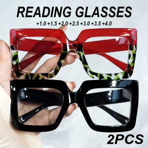 2pcs Chic Reading Glasses for Women Men +1.0 To +4.0 Strength - Retro Thick Frame Design - Elegant Presbyopic Eyewear