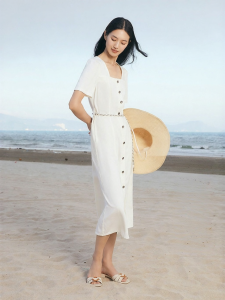 Retro Square Neck A-Line Dress
