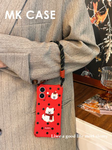 เคสโทรศัพท์ซิลิโคนลายจุด ผ้าพันคอสีสันสดใส สายสะพายไหล่สำหรับ iPhone 16 pro Max ฤดูใบไม้ร่วง/ฤดูหนาว รุ่นใหม่