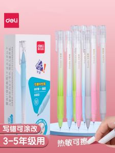Deli Erasable Ballpoint Pen 0.5mm Crystal Blue Fresh Style Black Ink Heat Erasable Pen for Daily Writing Business Use