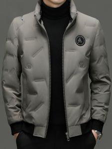 ROMON | Lormen Mens Down Jacket Lightweight Short White Duck Feather Warm Northeast Cold Resistant Cotton Coat Youth Fashion Windproof