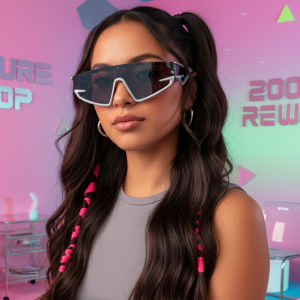 European And American Hip-Hop Retro Futuristic Tech-Savvy Cool Sunglasses Large Punk Sporty Style Y2K Sunglasses 137