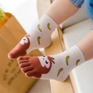 Kids Socks For Girls Boys Fashion Five Fingers Print Childrens Boy Girl Sock Cartoon Cotton 3-12Y Four Seasons Child Sock New