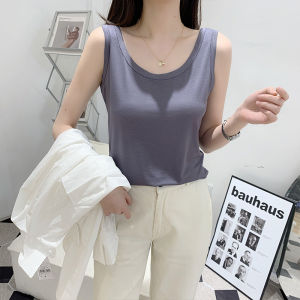 Nữ Modal Không Dây  Áo Hai Dây Cộc Tay Không Tay Cổ Tròn Mùa Hè Áo Ôm Vừa Vặn Đa Năng Cỡ Lớn Áo Khoác Ngoài Lớp Lót Lớp Nền