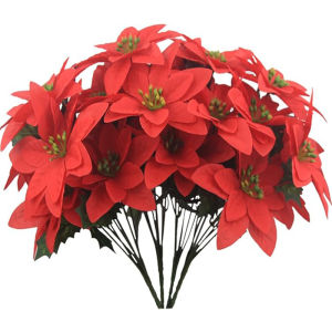 7 Heads Artificial Poinsettia Flowers Red Rose Bouquets Fake Flower for Christmas Tree Wreaths DIY Home Garden Party Decoration