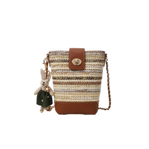 Chio2nd Moonlight Woven Bucket Bag Womens Shoulder Crossbody Small Bag Autumn Winter Elegant Chain Strap Fashion Handbag