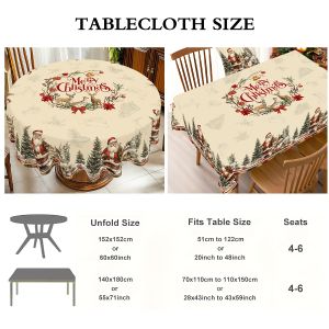 Vintage Christmas Tablecloth Merry Christmas Decoration for Home 2025 Xmas Navidad Notal Noel Table Cover New Year 2026 Gift