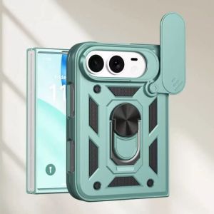 LS | Armor Shockproof Phone Case For iPhone Duo iPhone 18 Duo Car Magnetic Holder Ring Slide Window Camera Lens Protection Back Cover