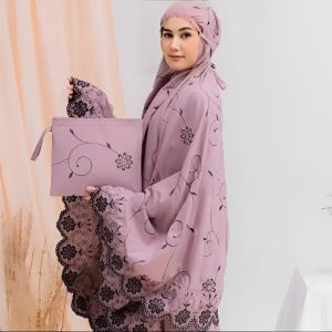 Mukena Dewasa Gracella Exclusive Katun Premium Full Bordir Bunga Teratai Murah Free Tas