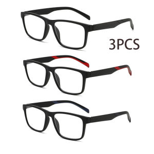 3PCS 3 Pairs Fashion Square Frame Blue Light Blocking Reading Glasses for Women & Men