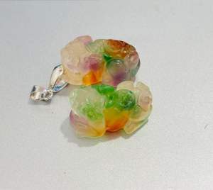 Mặt dây chuyền tỳ hưu đá tam tài trấn trạch chiêu tài lộc may mắn