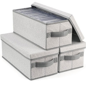 Foldable CD/DVD Storage Box with Cover Dustproof Underwear Miscellaneous Items Organizer Box Desktop Placement Snack Basket