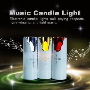 Candles Lamp LED Prayer Candle Light Flameless With Music Speaker Swinging Flame Dry Batteries Powered For Church Cemetery