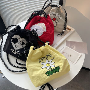 Colorful Nylon Bucket Bag Cute Portable Mobile Phone Bag Single Shoulder Crossbody Bag Spring Summer 2025 Korean Style Youth Casual