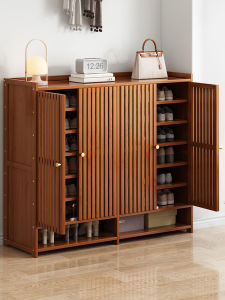 Modern Simple Indoor Multi-layer Shoe Cabinet Integrated Wall-Mounted Storage Rack Home Entrance Multi-functional Bamboo