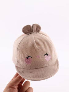 Cute Baby Girl Spring Autumn Rabbit Hat Adjustable Short Brim Baseball Cap Infant Fashionable Headwear Comfortable Soft Material