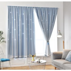 Star Patterned Light Blocking Easy Install Curtains