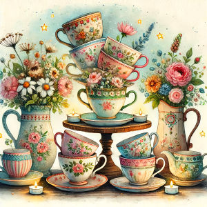 Huacan 5D DIY Diamond Painting Daisy Rose Vase Teacup Diamond Embroidery Flower New Collection Decorative Paintings