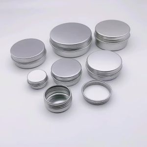 10Pcs 5g 10g 15g 20g 30g 50g Empty Silver Aluminum Tins Cans Screw Top Round Candle Spice Tins Cans with Screw Lid Containers