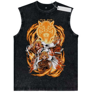 Bandai | 2026 Summer Mens Black Washed Tank Top Dragon Ball Super Goku Black Son Goku Fight Pose High - Quality Soft Fabric for Fitness