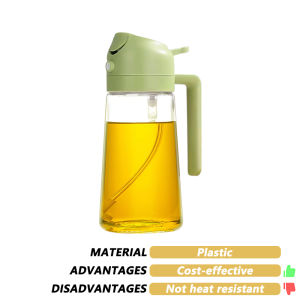 Glass/Plastic Olive Oil Spray Bottle 500mL Oil Dispenser for Cooking Air Fryer BBQ Salad Baking Kitchens Accessories