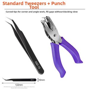 LECAN | Precise Beads Tweezers Set Pinching Tool Pointed Curved Tips Pen Precision Long Tweezer