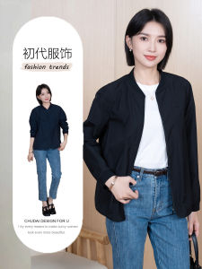 เสื้อแจ็คเก็ตสเวตเตอร์คอปกสปอร์ตแบบซิปสไตล์เรียบง่ายสำหรับผู้หญิง ฤดูใบไม้ผลิ 2025 แจ็คเก็ตสเวตเตอร์แบบลำลอง