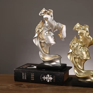 Resin Abstract A Kiss of the Love Statue Creative Couple Sculptures Figure Figurine
