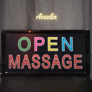 ป้ายไฟสำเร็จรูป รุ่น OPEN MASSAGE ป้ายไฟLED ตกแต่งร้านค้า (ขนาด48X25X2ซม.) มีบริการรับทำป้ายไฟ LED