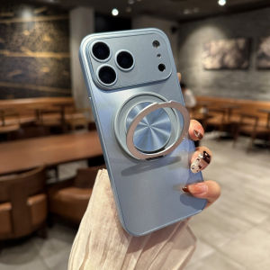Luxury Solid Colors 360° Rotating Bracket Holder Phone Case For iPhone 17 Air 16 15 14 Plus 13 12 11 Pro Max Shockproof Cover