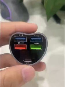 USB Charger 12V-24V 5พอร์ต Car Charger หัวชาร์จในรถ ชาร์จเร็ว 5 in 1 พร้อมจอแสดงผลดิจิตอล บลูทูธรถยนต์ ที่จุดบุหรี่ในรถยนต์ ที่ชาร์จแบตในรถยนต์