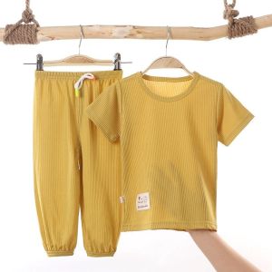 ins ice silk breathable summer set ware kids outdoor korean style plain colour 童装夏季韩系套装