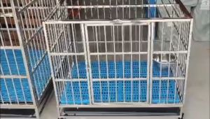 Stainless Steel Dog Cage Large 不锈钢狗笼 With Mat Bowl Tray Silent Wheel Foldable Stainless Steel Dog Cage Suitable for Small and Medium Pets