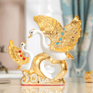 TV Cabinet Hallway Wine Cabinet New Home Partition Bedroom Swan Decoration Golden Wedding Gift Living Room Home Decorations