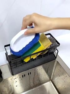 Sponge Holder Kitchen Bathroom Sink Organizer Rack Dishwashing Cloth Holder Hanging Drain Rack