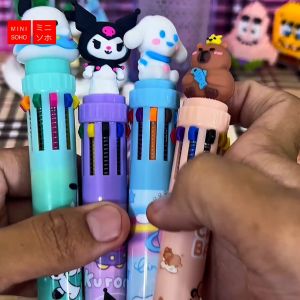 Pena Mekanik 10 Warna Pulpen Lucu 3D DOLL Bolpen Gel Tinta Animasi Alat Tulis Sekolah Anak Super Imut