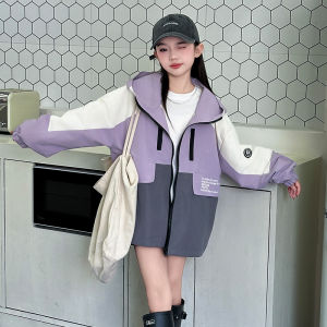 MPW | Girls Casual Fashionable Spring Autumn Jacket Coat Polyester Fiber Windproof Waterproof Standard Fit Long Sleeve Outdoor Coat