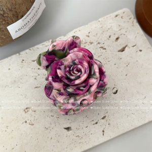 South Korea Dongdaemun Vacation Atmosphere Three-Dimensional Rose Acetate Small Hair Grabbing Clip Half Ponytail Shark Clip