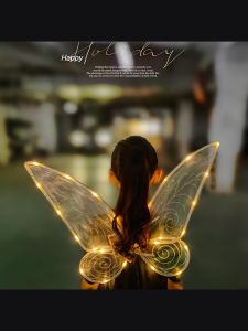 Luminous Angel Wings Props Glowing Night Outdoor Play Fairy Wings Adult Children Party Home Light up Wing Costume Accessories