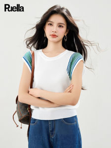 puella | Unique Colored Design Loose Sleeveless Thin Knitted Vest