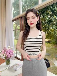 HEYINI | Áo Gile Sọc Len Dài Cho Nữ Ngắn Đẹp Mỏng Tơ Lạnh Không Tay
