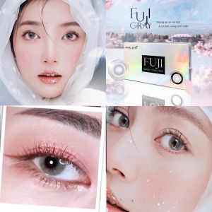Lens áp tròng xám tây có độ cận 0-8 Fuji Gray hiệu Angel Eyes | Kính áp tròng xám khói không giãn đường kính màu 12.8mm chất liệu Silicone Hydrogel cao cấp cho mắt thở (Có độ cận lệch)
