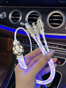 Internet Celebrity Classy Goddess Style Car Charger Super Fast Charge One Drag Three Diamond Mercedes Benz BMW Audi Porsche Car Charger Three-in-One Data Cable