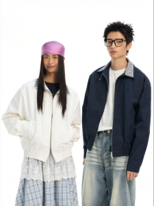 JNXS | Water Resistant Casual Jacket with Notch Collar and Plaid Patchwork