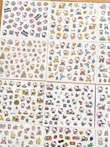 5Pcs Cute Saniro Kids Fake Nail Stickers Kuromi Melody Waterproof Chirldren Nail Art Sticker Gift