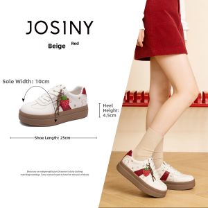 Josiny | Cute Cartoon Strawberry Dog Thick Sole Height Increasing Casual Shoes
