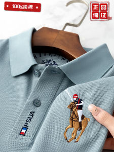 Summer Mens Cotton Polo Shirt Embroidered Pure Cotton Short Sleeve Turn-down Collar Business Mid-aged Dads Clothing